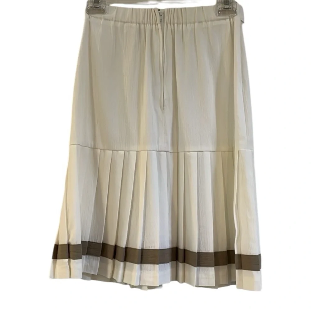 VINTAGE DAWN JOY DOUBLE BREASTED JACKET AND PLEATED SKIRT SET TAN WHITE SIZE 6 - Picture 10 of 17